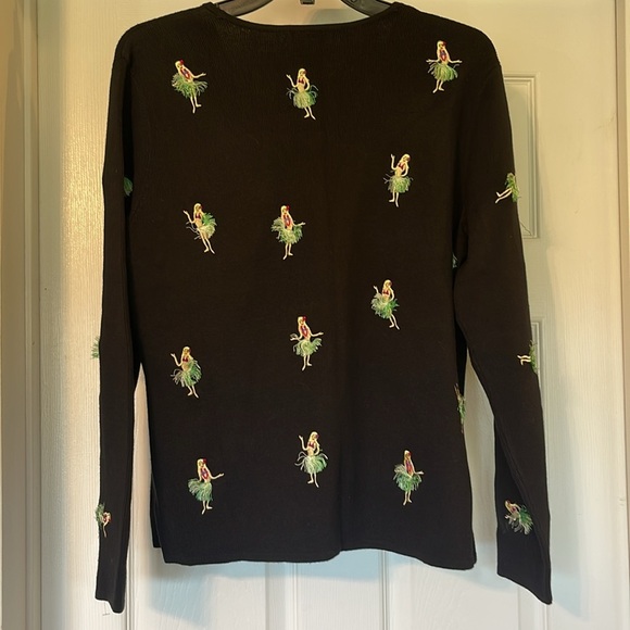 Eagle’s Eye Black Cardigan with Hula Dancers Size XL - Picture 2 of 4